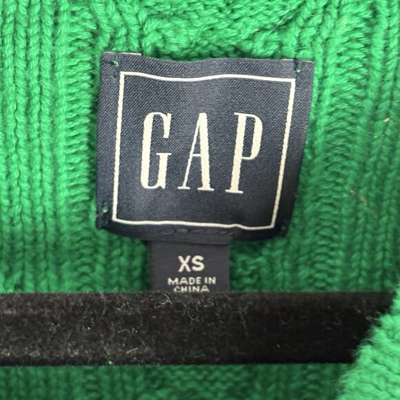 Gap Women’s Popover Sweater 100% Cotton Preppy Classic Kelly Green Size XS - Picture 4 of 5